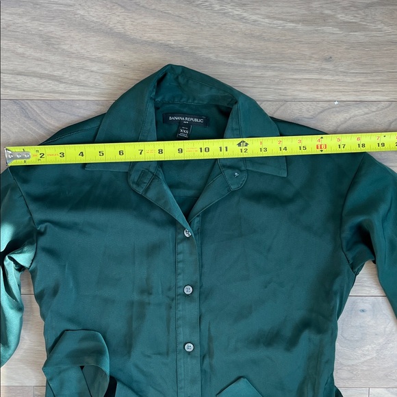 Banana Republic Factory Green Tie Waist Maxi Shirtdress XXSP - Picture 8 of 11